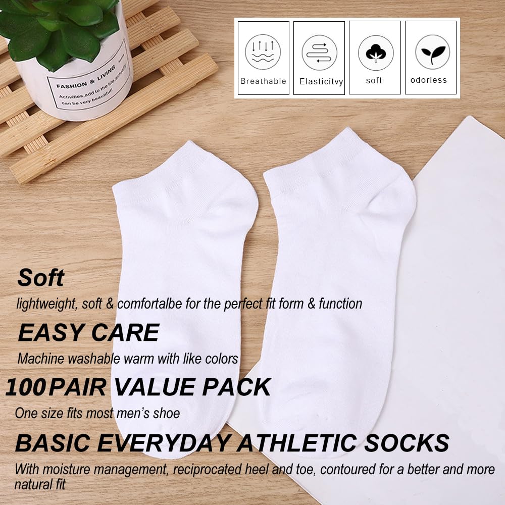 RICHBULL 100 Pairs Thin Low Cut Ankle Socks for Men & Women Bulk Socks,Breathable Casual Socks Athletic Sock Wholesale