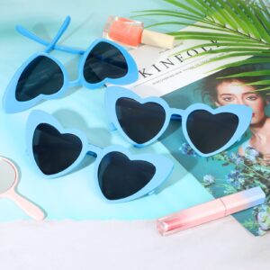 Flutesan 12 Pairs Bachelorette Sunglasses Heart Sunglasses Bulk Heart Shaped Sunglasses Bachelorette Party Supplies for Women(Blue)