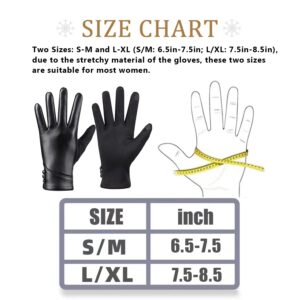 alqqas Womens Winter Leather Gloves Touch Screen Wool Lined Windproof Warm Suede Fashion Dress Gloves