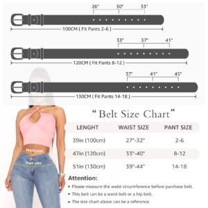 AWAYTR Rhinestone Buckle Belt for Women - PU Leather Plus Size Belts for Jeans and Dress (Black,100cm)