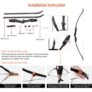 SOPOGER Archery Recurve Bow and Arrow Set 53'' Takedown Recurve Bow Right and Left Hand for Youth Beginner Recurve Bow 20-40lbs (20 LBS)