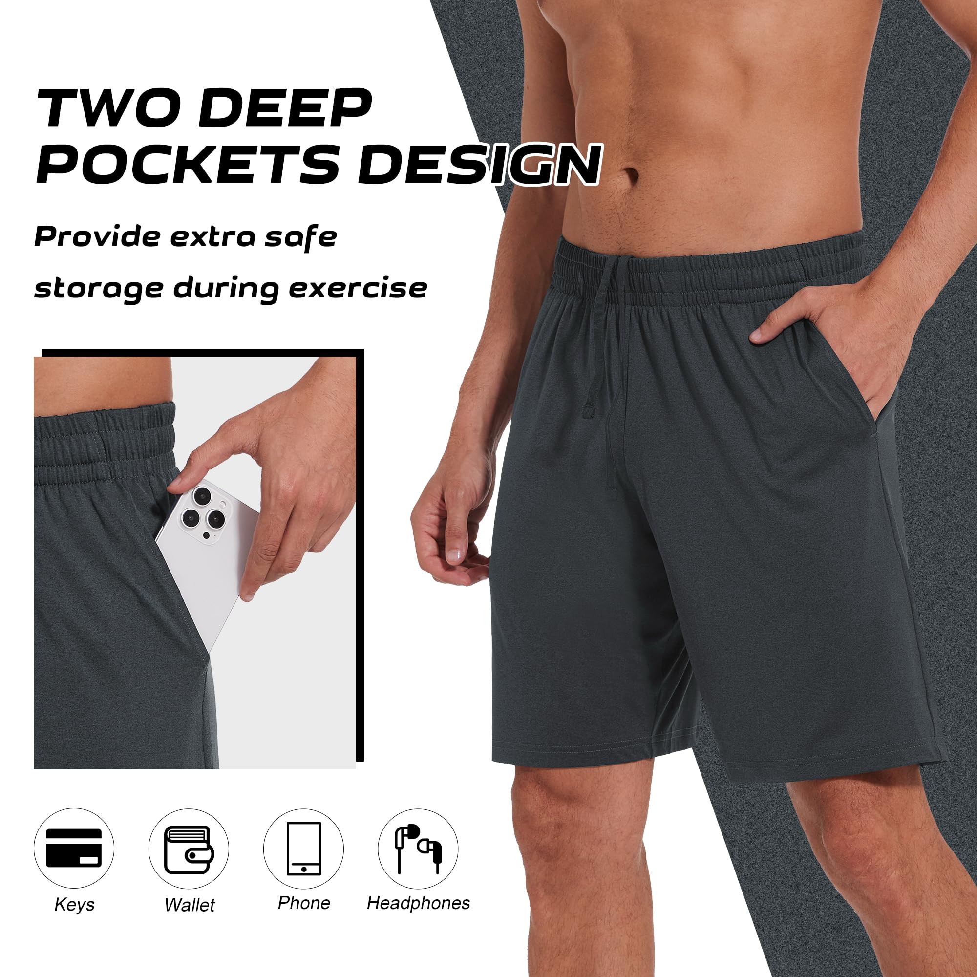 CE' CERDR Mens Athletic Workout Shorts with Pockets and Elastic Waistband Quick Dry Activewear