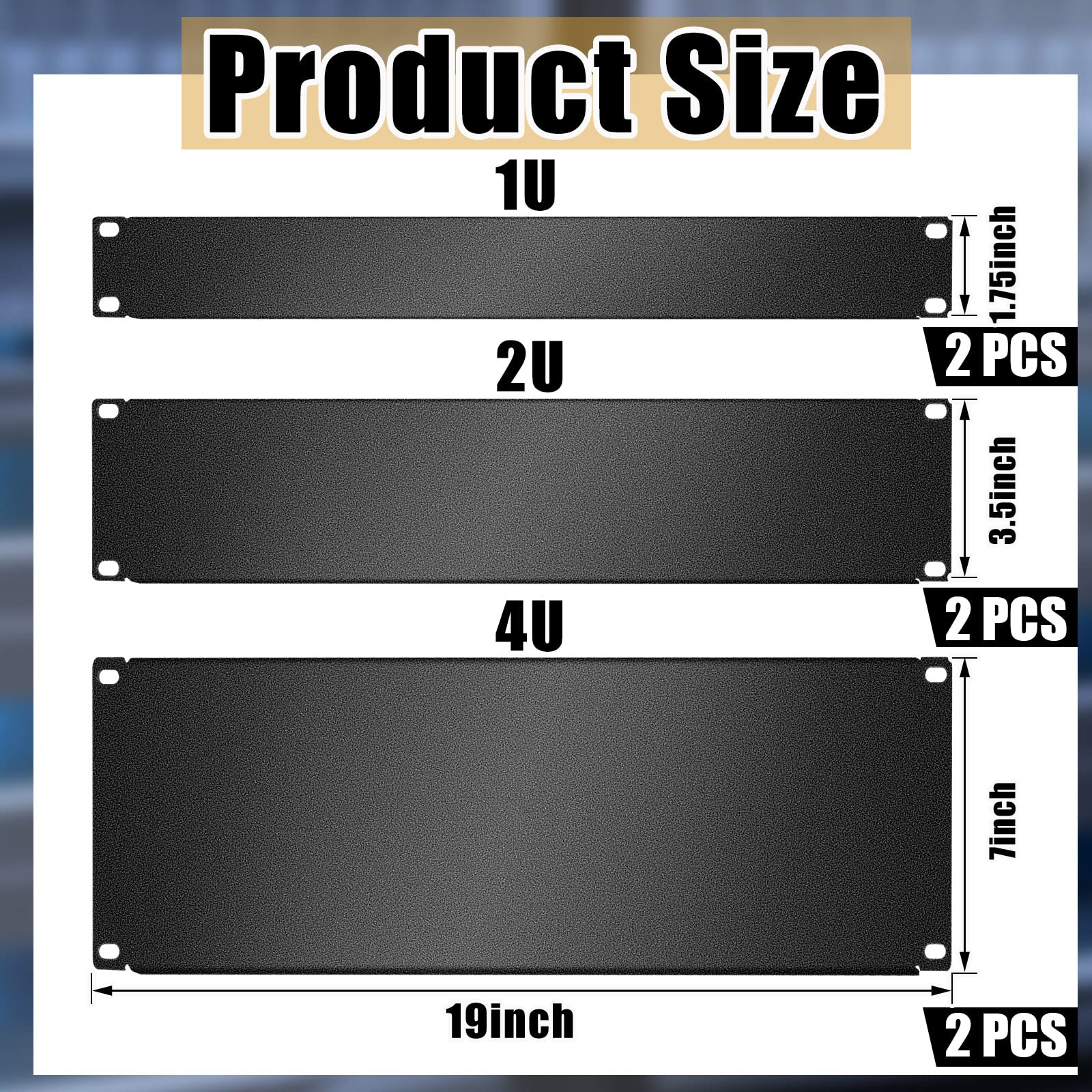 1U,2U,4U Blank Panel Metal Rack Mount Filler Panel Mount Panel Spacer 19 Inches Rack Blanking Panel Kit for Enclosure Server Rack Cabinet Black (6 Pieces)