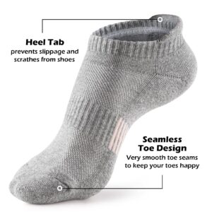 Gonii Ankle Socks Womens Running Athletic No Show Socks Cushioned 5-Pairs Grey