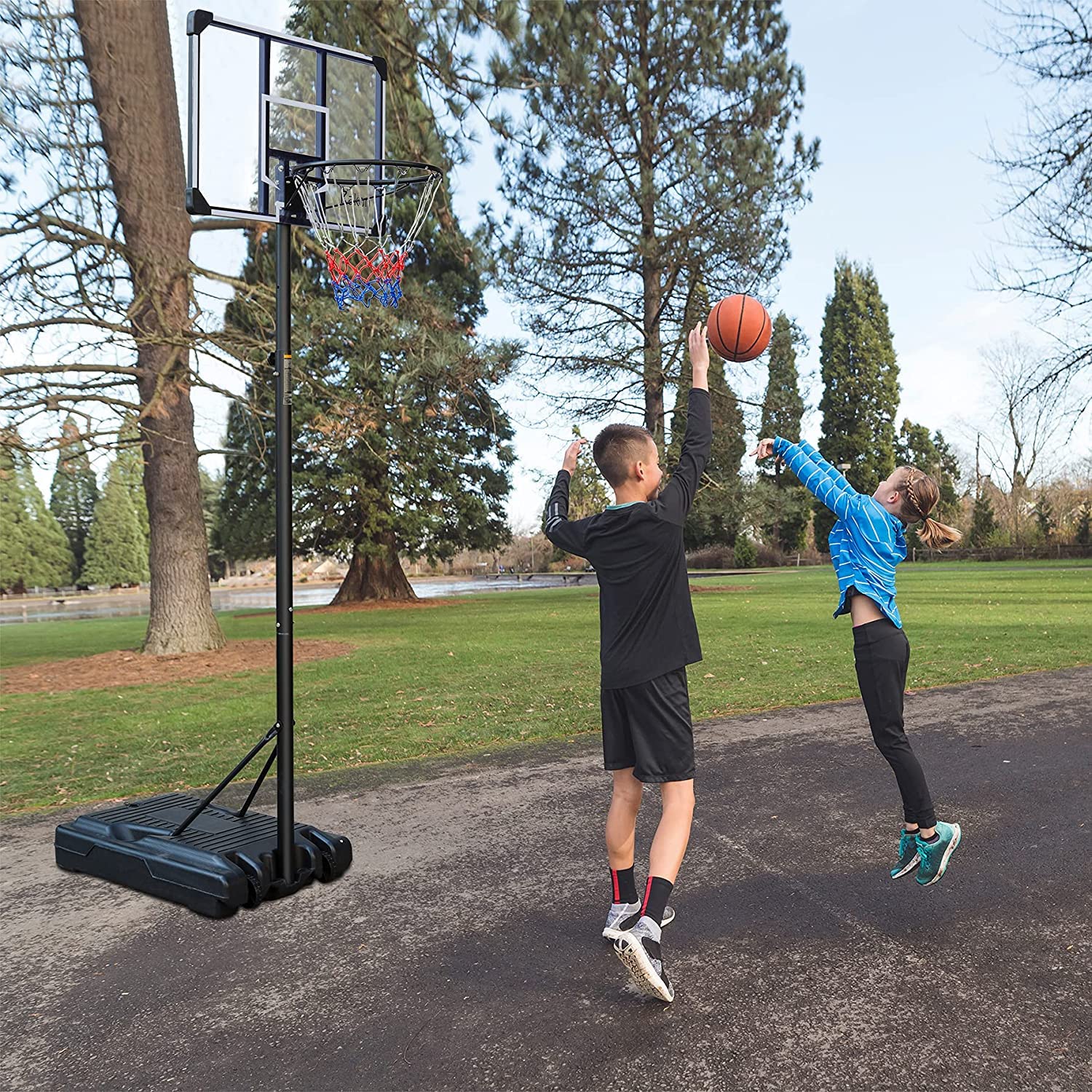 HooKung Portable Basketball Hoops & Goals 35.4 Inch Backboard Basketball System Height Adjustable 6.2ft -8.5ft for Adult Teenagers Indoor Outdoor Use