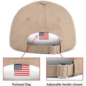 KIRAAT 3 Pack American Flag Baseball Cap Unisex,Low Profile USA Plain Dad Hat for Men＆Women (Black＆Grey＆Khaki)