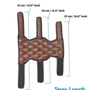 Star Quick Links Archery Arm Guard for Men Women & Kids, Rexine Leather, Adjustable Fit, 3 Hook & Loop Fasteners, Perfect Hold, Bow Archery Protect 3 Strap Guard, Arm Guard Forearm Protector (Brown)