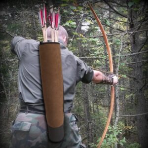 Konelia Archery Back Leather Arrow Quiver Arrow Holder Shoulder Hanged Target Shooting Quiver for Arrows with Front Pockets