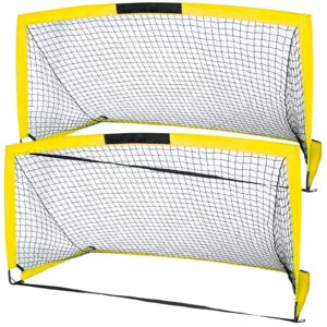 HITIK Soccer Goals, Set of 2- Size 6'x4'FT Portable Foldable Soccer Nets with Carry Bag for Games and Training for Backyard for Kids and Teens（Yellow）