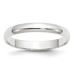 Women's 14K White Gold 3mm Traditional Fit Plain Wedding Band Ring Size 7.5