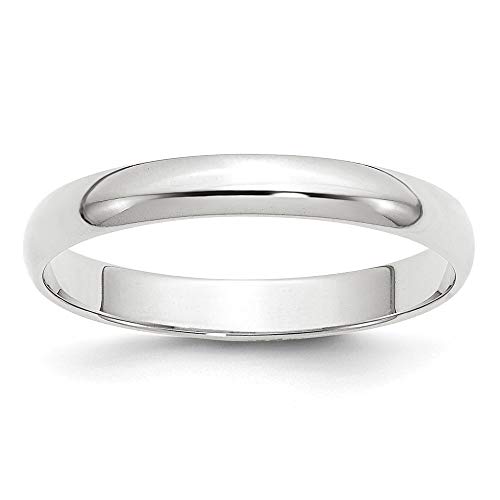 Women's 14K White Gold 3mm Traditional Fit Plain Wedding Band Ring Size 7.5