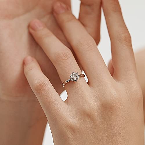 Musgogo Moissanite Wedding Engagement Rings for Women, 1 Carat Adjustable Wedding Jewelry for Bride 925 Sterling Silver with 18K White Gold Plated Band Promise Ring for Her D Color VVS1 Gift Boxed