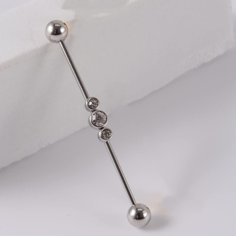 ZQGOFPT 16G Industrial Piercing Surgical Stainless Steel Industrial Barbell Earrings for Women Men with CZ Cartilage Earring Body Piercing Jewelry 1 1/2 Inch 38mm (16G Style:D)