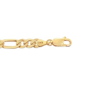 Olive & Chain Solid 10k Gold Figaro Link Chain Bracelet for Men/Women, Yellow Gold, Hypoallergenic, Lobster Clasp Closure