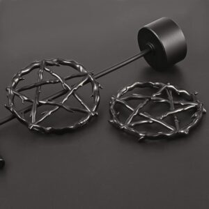 DOEARKO 2PCS Pentagram Ring Ear Weights for Stretched Ears Gauges Ear Plugs Body Piercing Tunnels 316 Stainless Steel Hypoallergenic Body Jewelry (4mm(6G), Black)