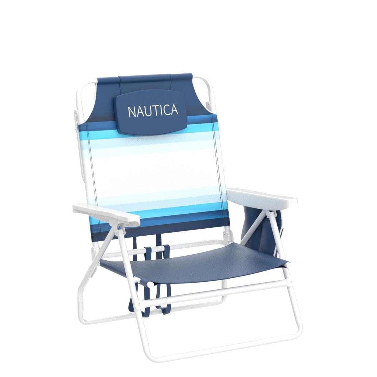 Nautica Beach Chairs for Adults 2 Pack - 5 Position Reclining Beach Chair for Sand, Lightweight, Easy to Carry + Heavy Duty, Best Adjustable & Folding Beach Chairs for Adults with Cup Holder & Pillow