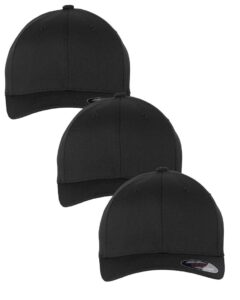 flexfit men's athletic baseball fitted cap 3 pack