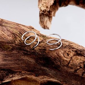 yaozeio Double Nose Ring for Single Piercing Nose Rings Surgical Steel Spiral Nose Ring Double Hoop Nose Rings for Women Men Twist Nose Ring Hoop