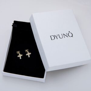 DYUNQ Cross Moissanite Gold Earrings in Sterling Silver for Women and Men, Hypoallergenic Stud Earrings for Sensitive Ears, Christian Faith Valentine's Day Jewelry Gifts