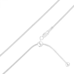 Savlano 925 Sterling Silver Italian 1.5mm Solid Snake Adjustable Bolo 14-24 Inch Chain Necklace For Women - Made in Italy Comes With a Gift Box (White)