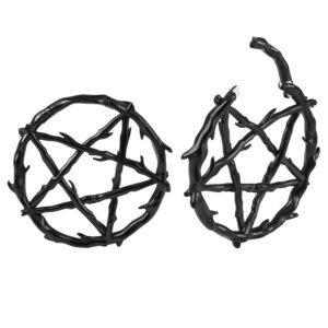 doearko 2pcs pentagram ring ear weights for stretched ears gauges ear plugs body piercing tunnels 316 stainless steel hypoallergenic body jewelry (4mm(6g), black)