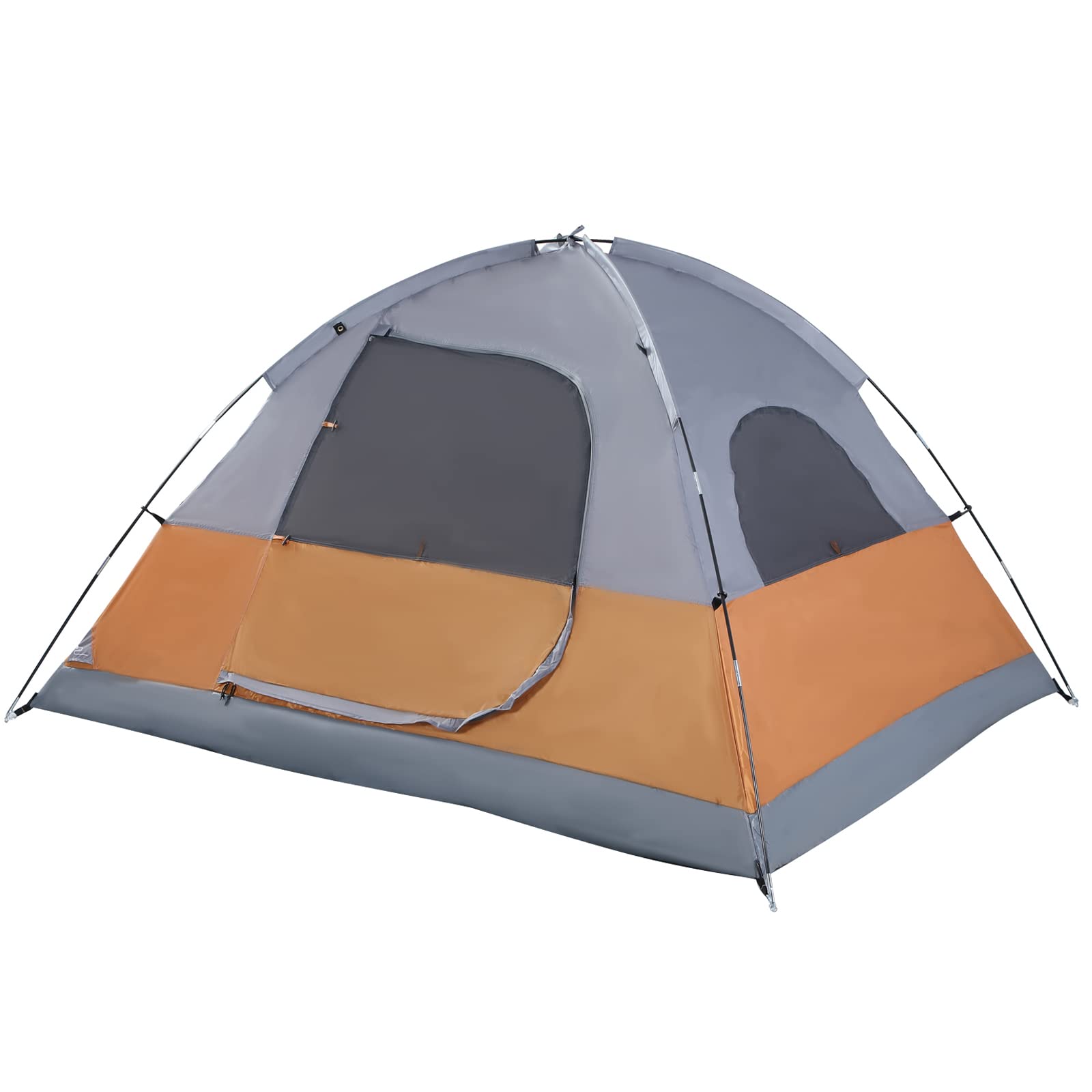 LET'S CAMP 3 Person Backpacking Tent,Portable Lightweight Waterproof Windproof Easy Setup Backpacking Tent,Great for Camping Hiking Mountaineering,Orange+Grey