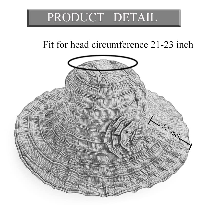 Women Folding Vintage Outdoor Sun Hats for Beach Garden Travelling UV Protection Black