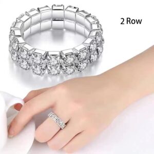 HLIN 12 Pcs Elastic Crystal Toe Ring Silver Rhinestone Accessories Body Jewelry