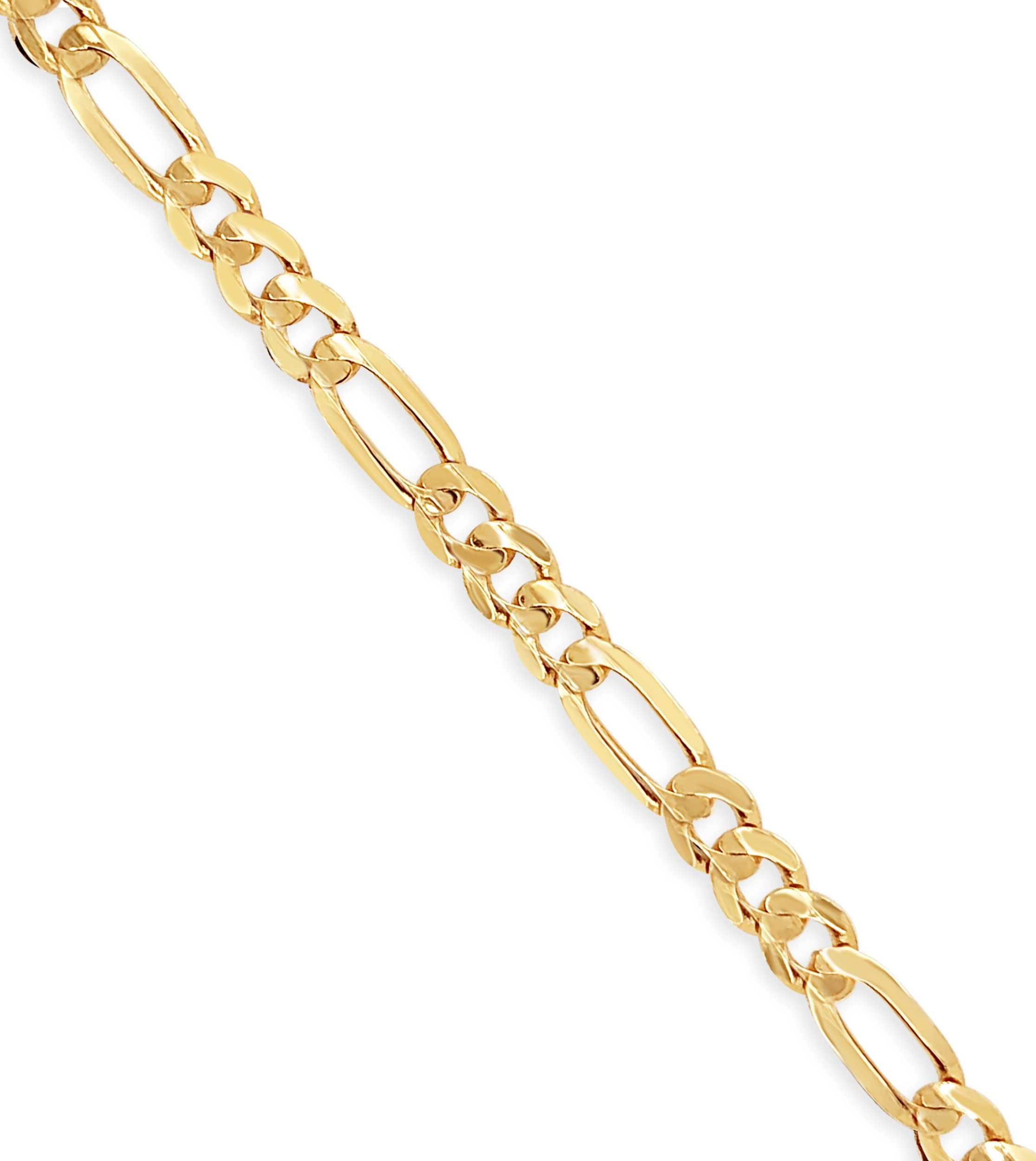 Olive & Chain Solid 10k Gold Figaro Link Chain Bracelet for Men/Women, Yellow Gold, Hypoallergenic, Lobster Clasp Closure