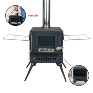 Camping Tent Stove SoloWilder Large Portable Carbon Steel Wood Burning Stove for Outdoor Cooking Heating