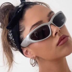 DUPER Sunglasses Womens Y2k Glasses-Trendy Sunglasses Men Fashion Glasses, Y2k Sunglasses For Mens, Wrap Around Sunglasses for Womens Silver Glasses, Mob Wife Womens Sunglasses