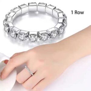 HLIN 12 Pcs Elastic Crystal Toe Ring Silver Rhinestone Accessories Body Jewelry