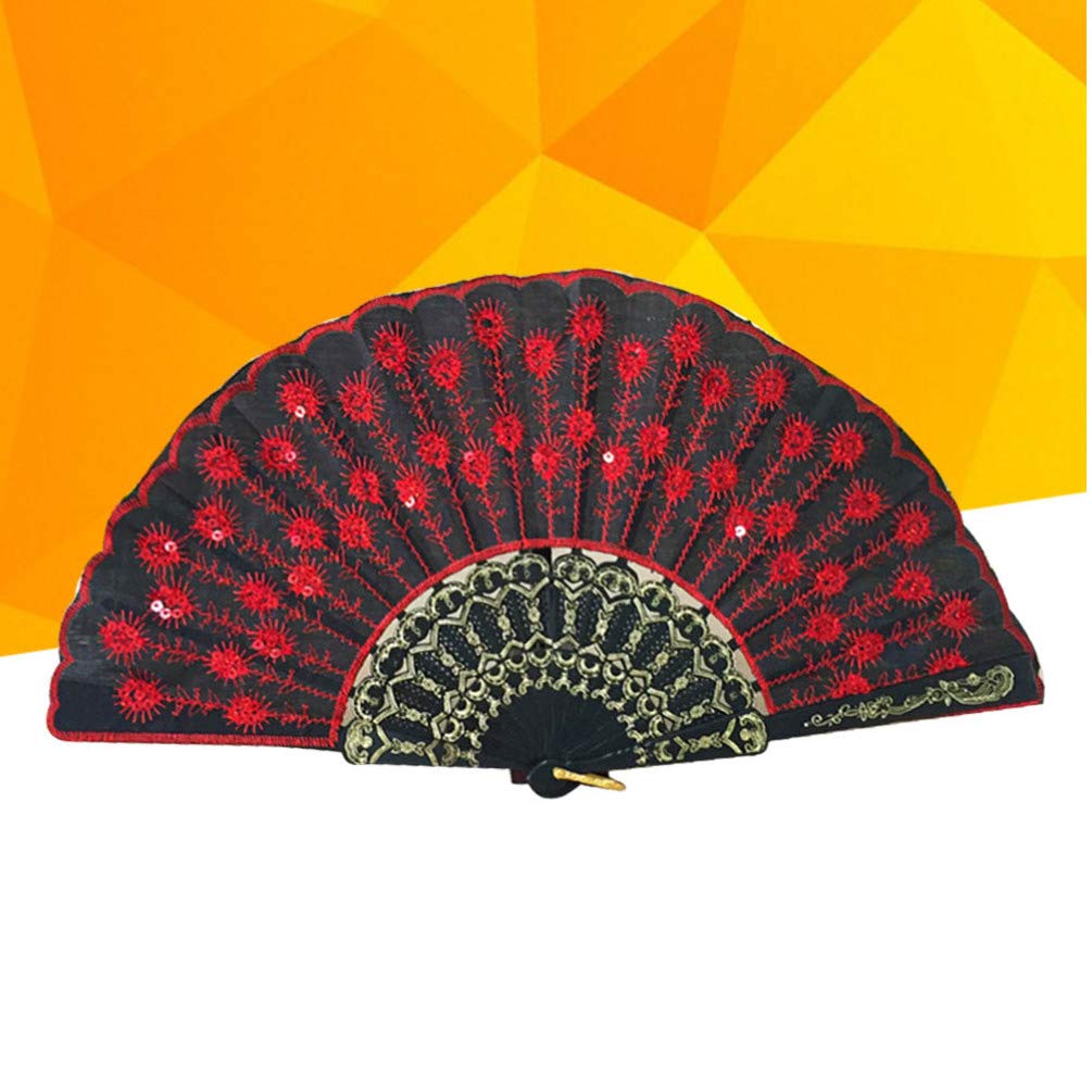 VOSAREA 3pcs plastic fan ventiladores portatiles red fan Portable fan Handmade fan Summer fan collapsible fan folding fan hand fans for women dancing fans sequin fan manual Spain Miss