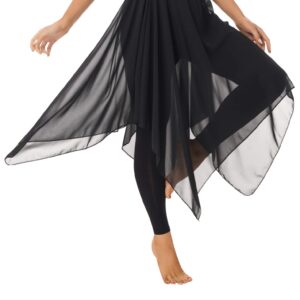 XUNZOO Skirted Leggings for Women Flowy Asymmetric Sheer Chiffon Skirts Ballet Yoga Latin Dance Pantskirt Black 3X-Large