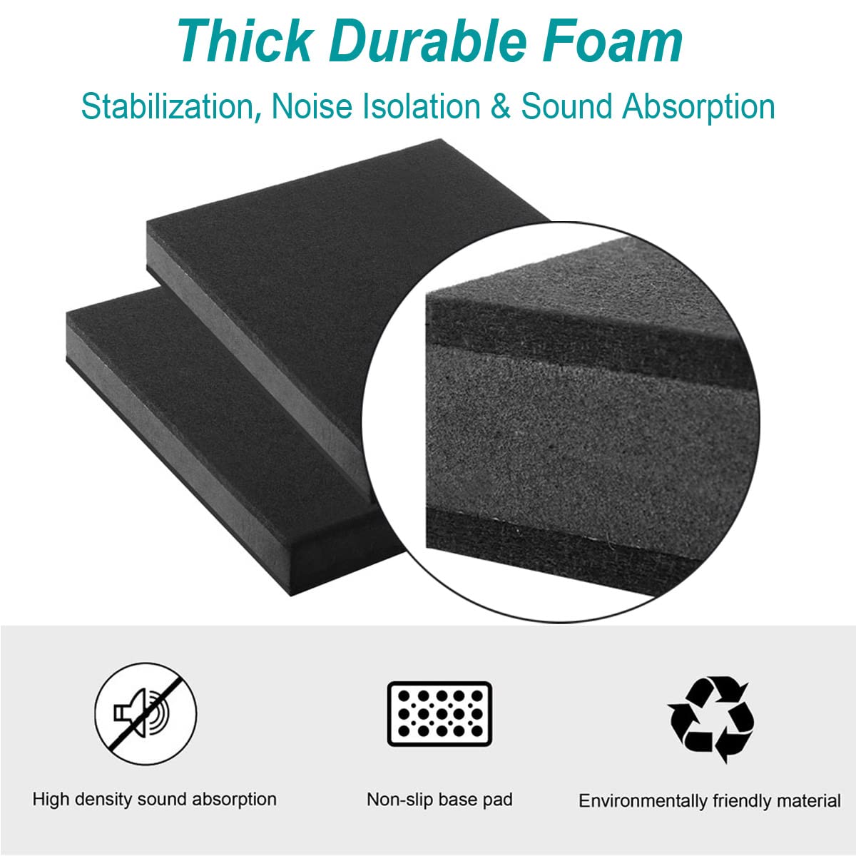 2-Pack for 8''- 10'' Studio Monitor Noise Isolation Pads Subwoofer Platform Speaker Riser 3-Layer Acoustic Stand Foam Stereo Vibration Isolation Stabilizer Base (15.5'' x 13'')