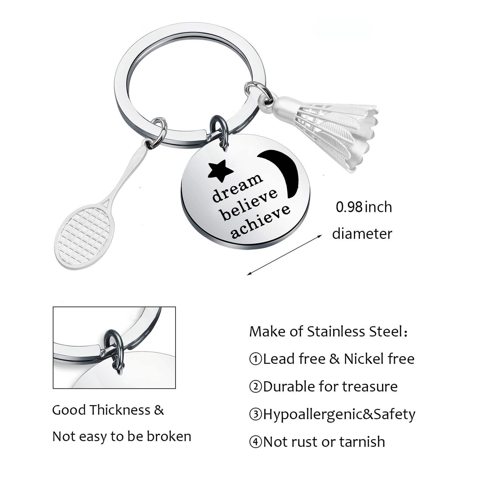 WSNANG Badminton Keychain Badminton Lover Gift Badminton Player Gift Sports Clubs Backpack Decoration (Badminton KC)