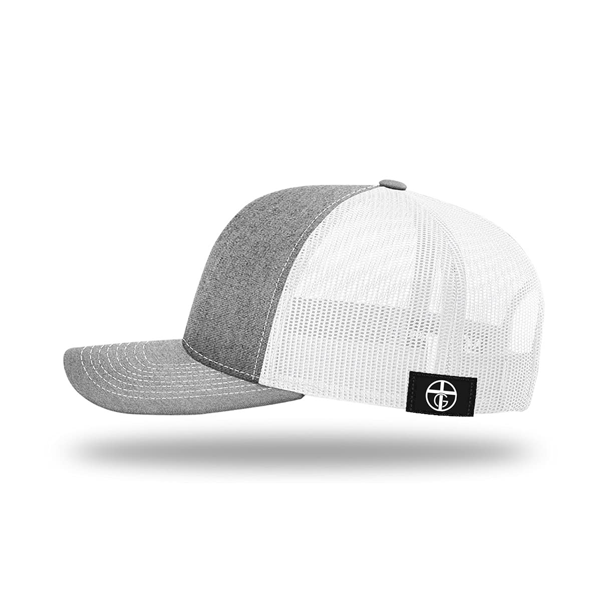 Nail Cross Christian Trucker Hat - Adjustable Fit Cotton Snapback Hat - Breathable Mesh Side for Casual Wear (Heather Front/White Mesh)