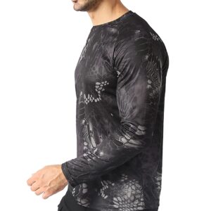 Bethspec Moisture Wicking Long Sleeve T-Shirt for Men UV Sun Protection Athletic Shirts Hiking Cycling Running (2XL, Python Black)