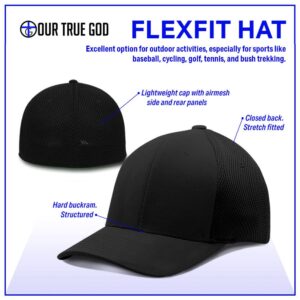 Nail Cross Christian Trucker Hat - Adjustable Cotton Flex Fit Hat - Breathable Mesh Side for Casual Wear (US, Alpha, Large, X-Large, Black)