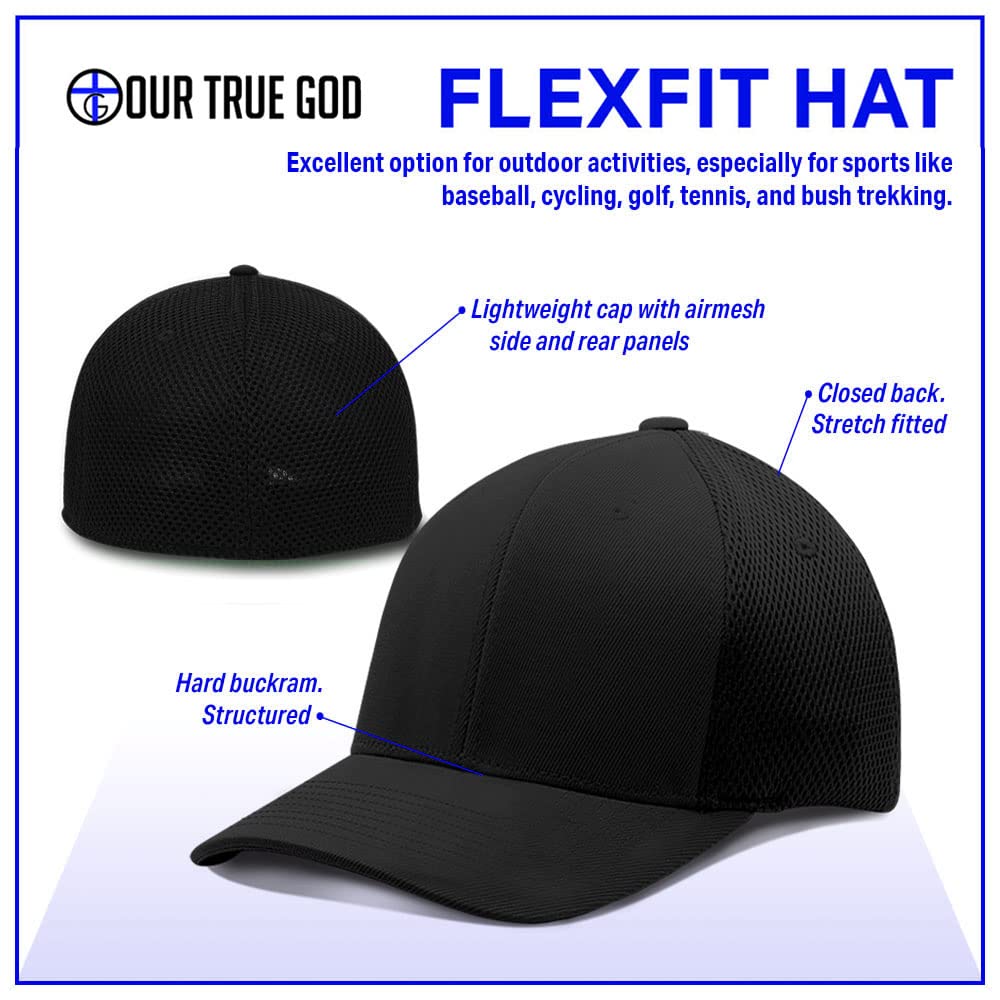 Nail Cross Christian Trucker Hat - Adjustable Cotton Flex Fit Hat - Breathable Mesh Side for Casual Wear (US, Alpha, Large, X-Large, Black)