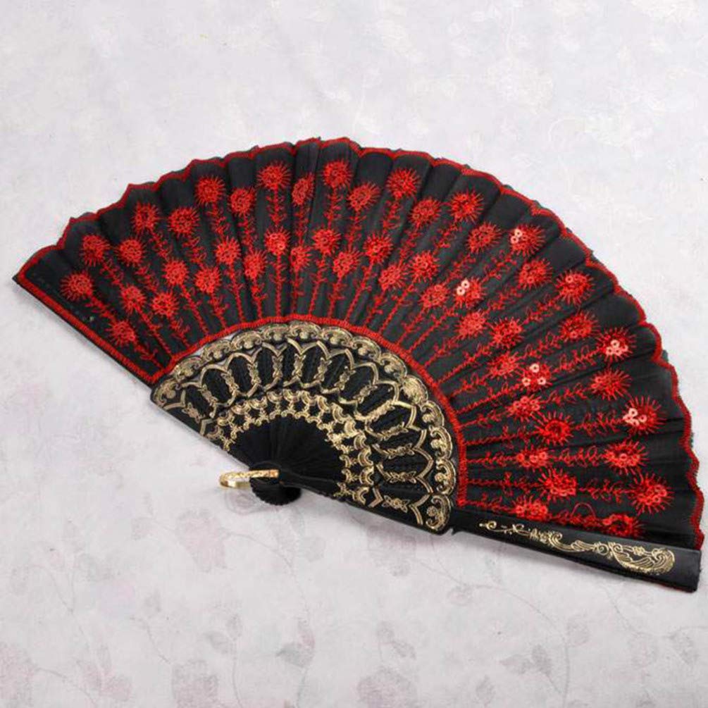 VOSAREA 3pcs plastic fan ventiladores portatiles red fan Portable fan Handmade fan Summer fan collapsible fan folding fan hand fans for women dancing fans sequin fan manual Spain Miss