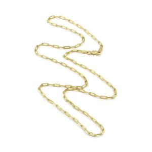 Nuragold 10k Yellow Gold 2mm Paperclip Elongated Rolo Cable Link Chain Pendant Necklace, Womens Jewelry 16" 18" 20" 22" 24"