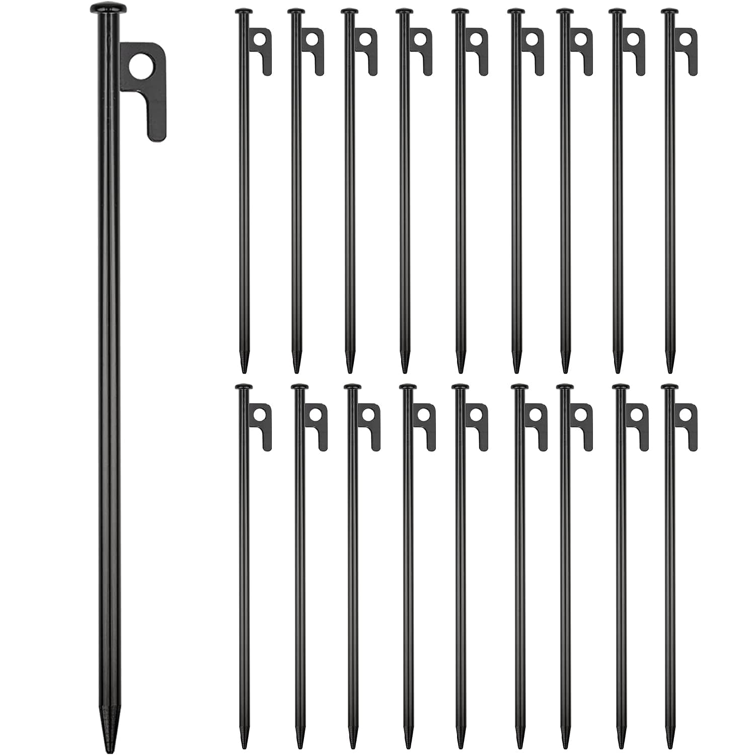 Baoz 20Pcs 16" Heavy Duty Tent Stakes Metal Camping Tarp Pegs Steel Tent Spikes for Tent Tarp Outdoor Trip Canopy Large Hard Ground Rocky Soil,Tent Stake Heavy Duty, Stakes Heavy Duty