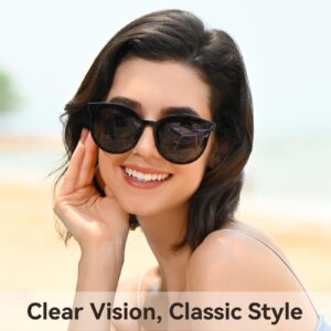 Polarized Oversized Sunglasses for Women Men Trendy Cateye Brown Sun Glasses Retro Large Frame Shades Transparent Brown and black