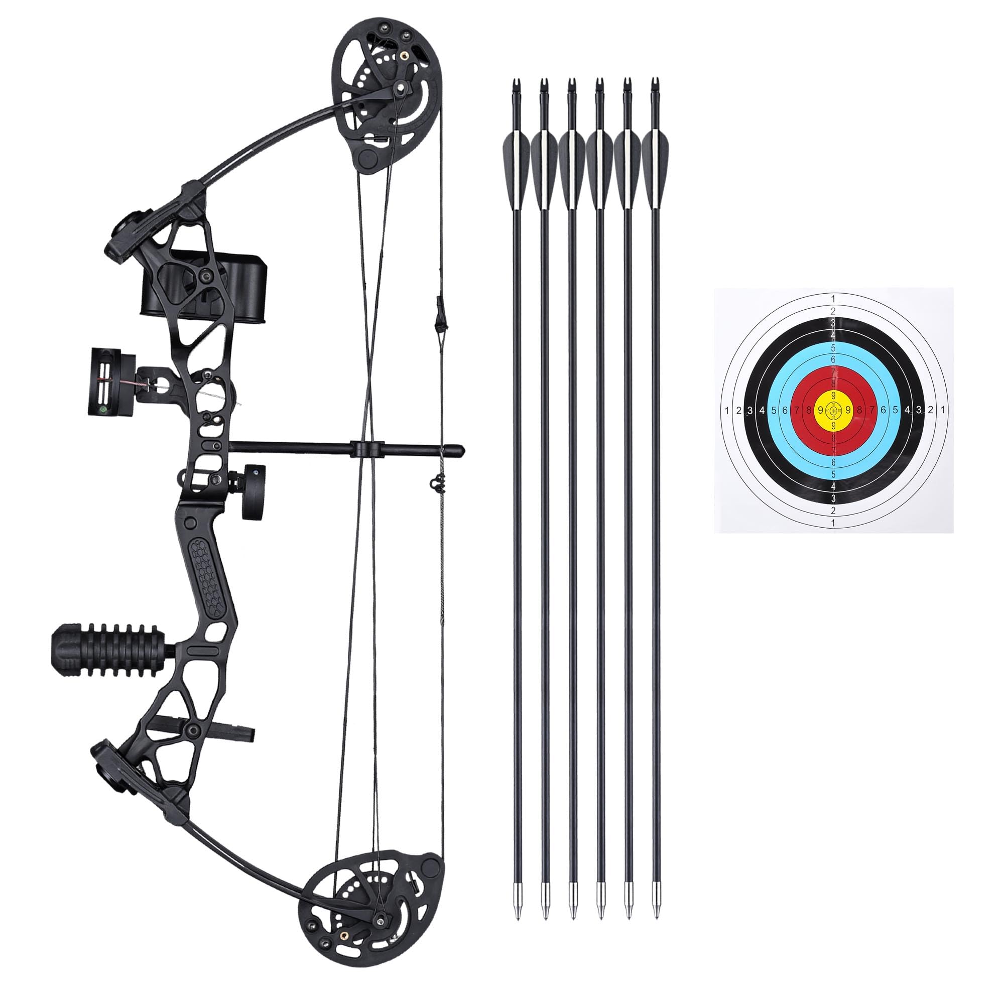 AW Youth Compound Bow Kit 16 to 28 Lbs Draw Weight Arrows Archery Outdoor Hunting, for Teenagers Young Archers or Beginners