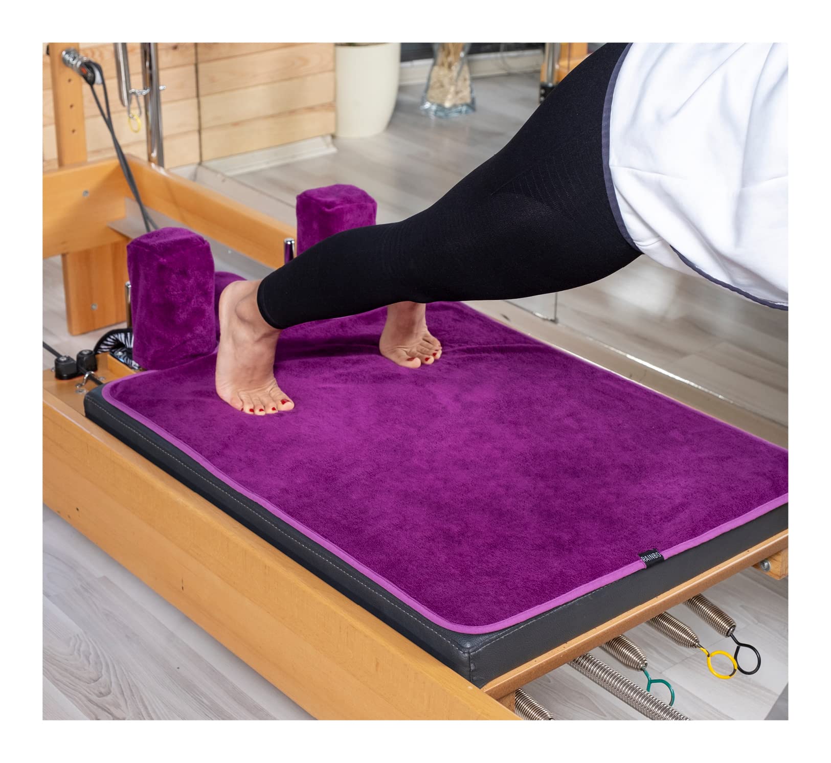 RAINBO Pilates Reformer Non-Slip Mat Towel (Included 2 Pcs Shoulder Block Covers) (Purple), Multicolor