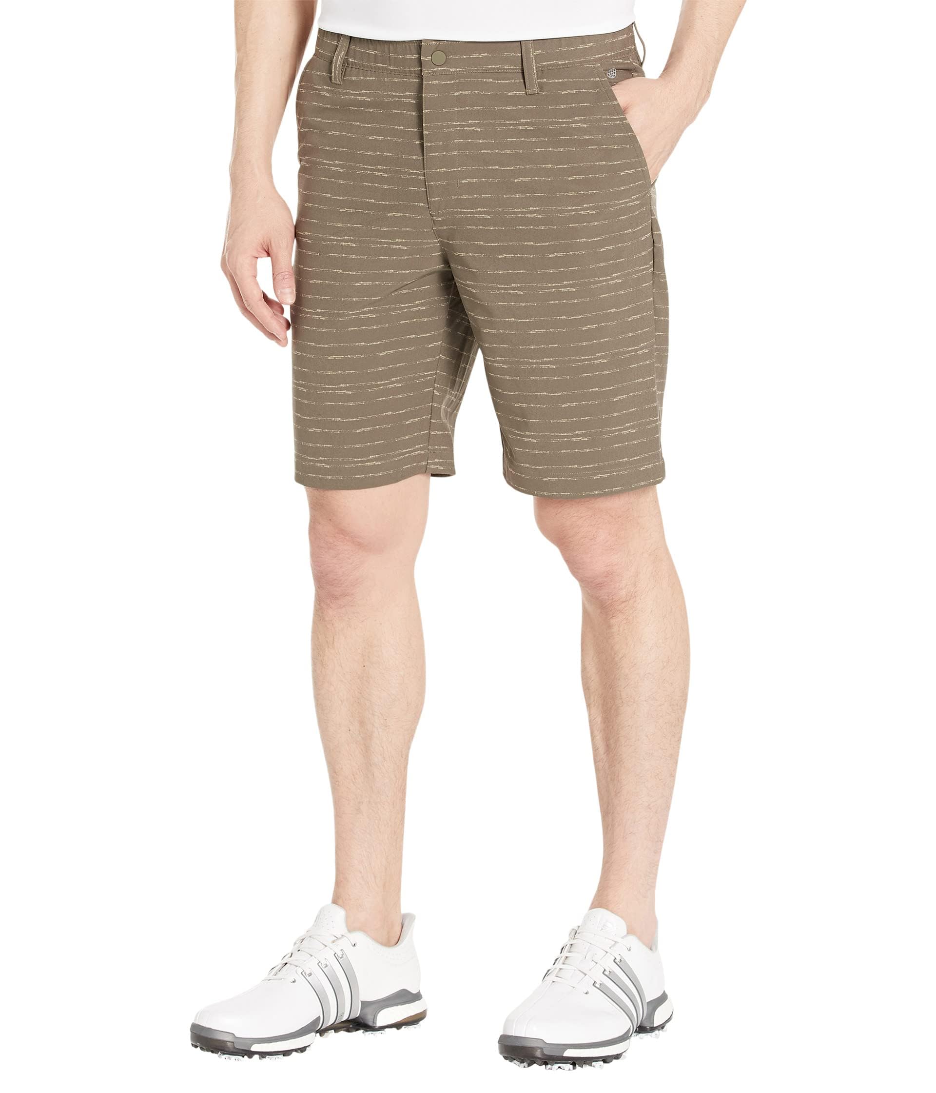 adidas Men's Textured 9 Inch Golf Shorts, Olive Strata, 36