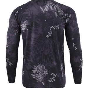 Bethspec Moisture Wicking Long Sleeve T-Shirt for Men UV Sun Protection Athletic Shirts Hiking Cycling Running (2XL, Python Black)