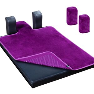 RAINBO Pilates Reformer Non-Slip Mat Towel (Included 2 Pcs Shoulder Block Covers) (Purple), Multicolor