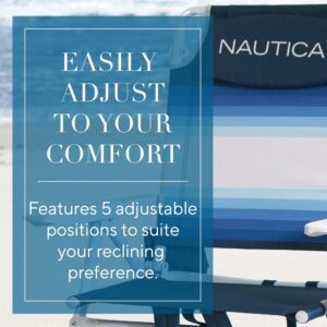 Nautica Beach Chairs for Adults 2 Pack - 5 Position Reclining Beach Chair for Sand, Lightweight, Easy to Carry + Heavy Duty, Best Adjustable & Folding Beach Chairs for Adults with Cup Holder & Pillow